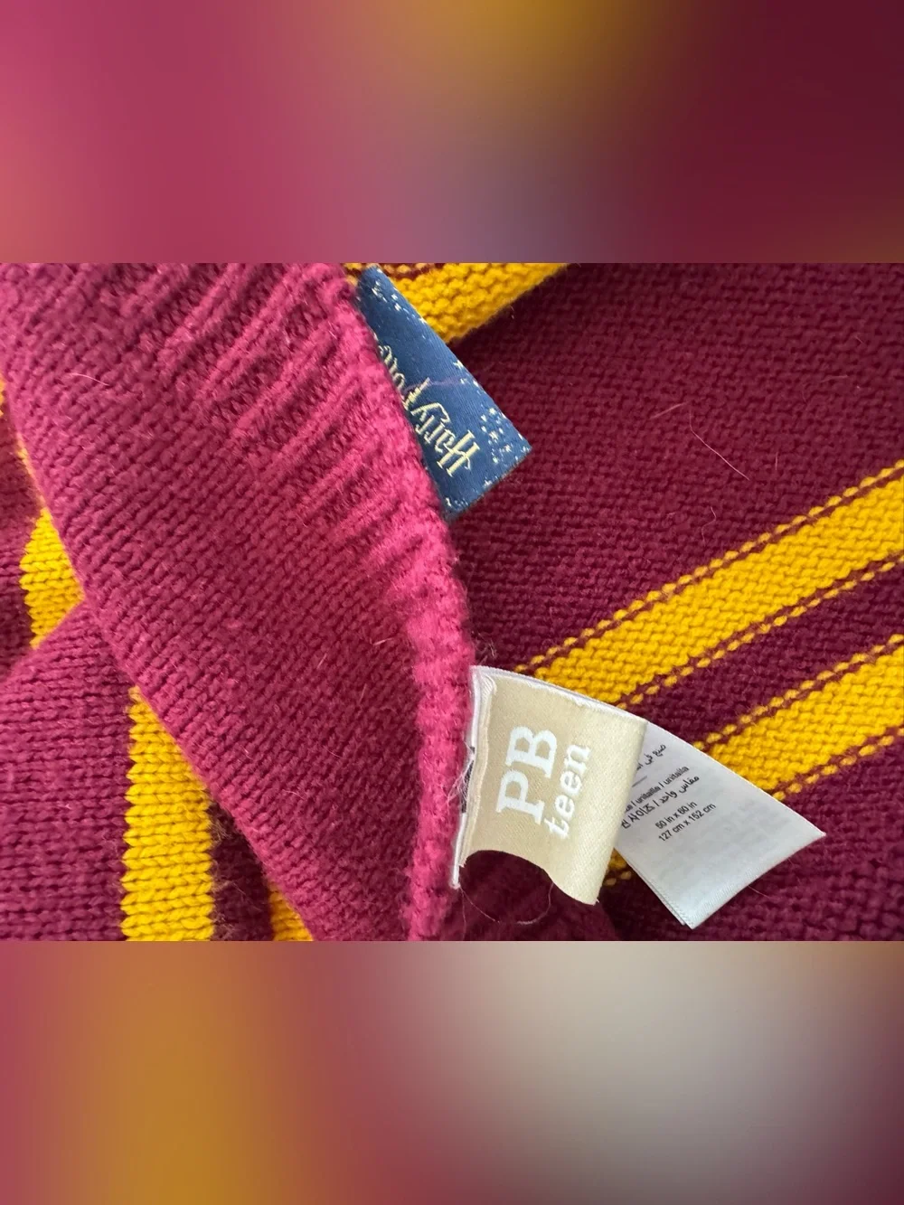 PB Teen Gryffindor Knit Blanket - Maroon and Gold Stripes